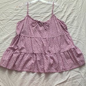 Women’s Old Navy Lavender Tiered Floral Tank w/ Tie in Front